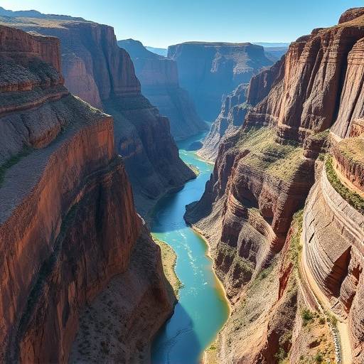 Dramatic view of Silver River Canyon, with steep rock walls and a winding river below.